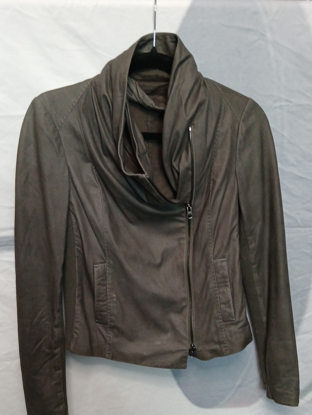 Vince Dark GRAY Asymmetrical Leather Jacket
